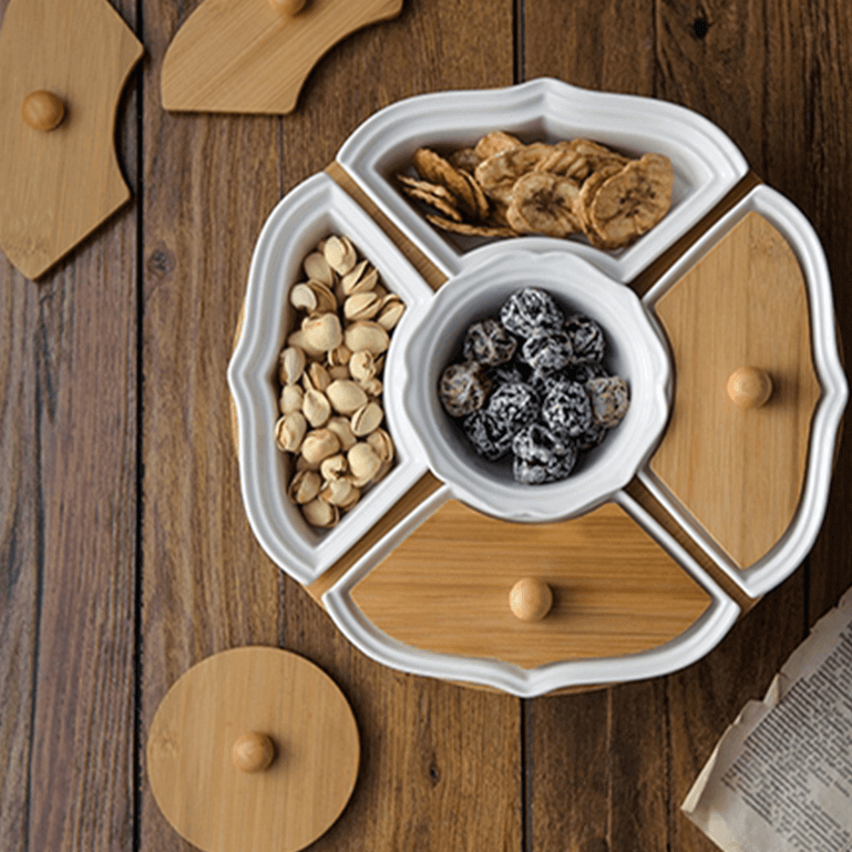 BowLift | Five Grid Rotating Ceramic Breakfast Platter
