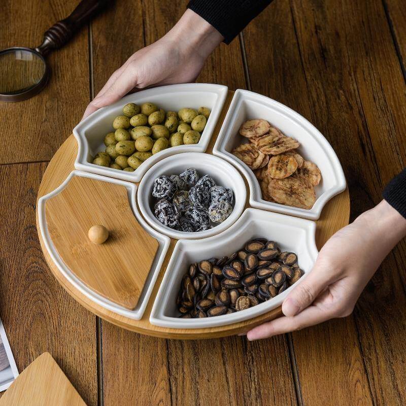 BowLift | Five Grid Rotating Ceramic Breakfast Platter