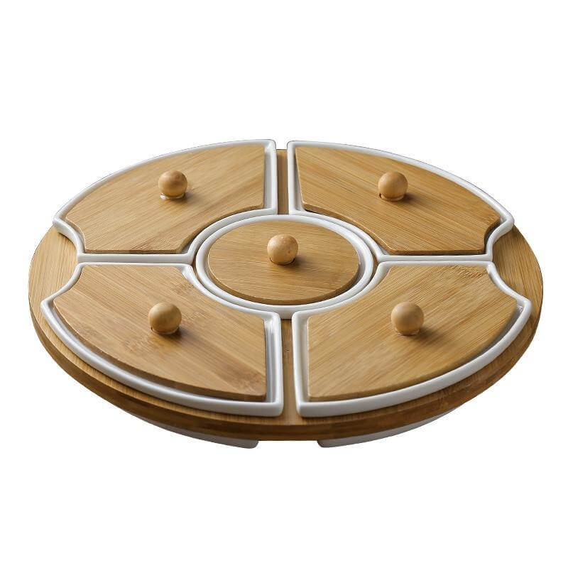 BowLift | Five Grid Rotating Ceramic Breakfast Platter