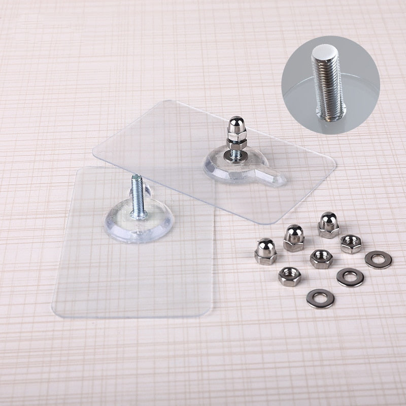 BowLift | 10 pieces heavy-duty punch-free transparent adhesive hooks