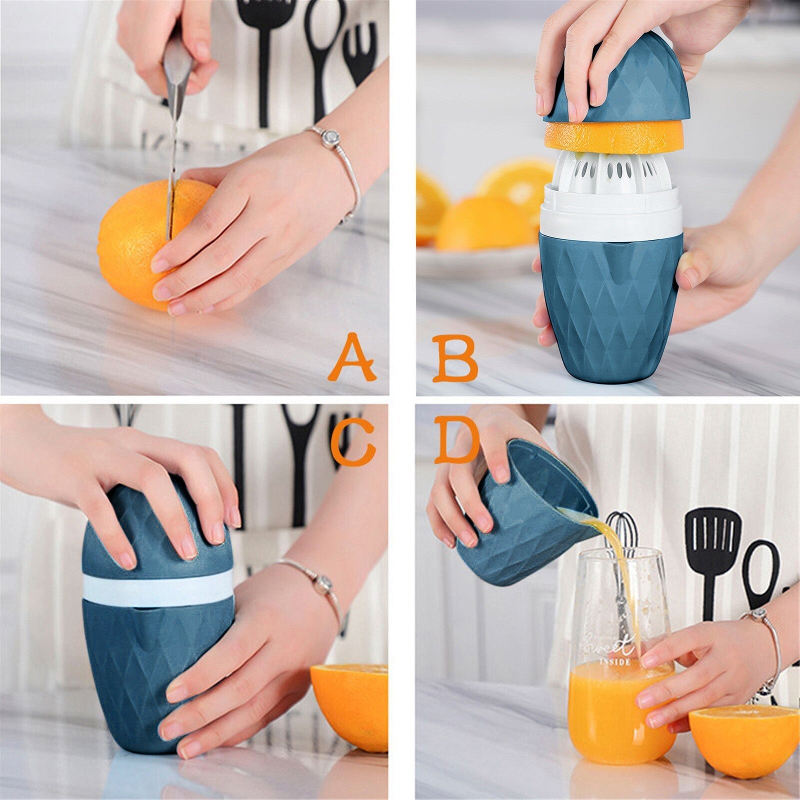 BowLift | Portable Mini Orange Lemon Press Hand Squeezer