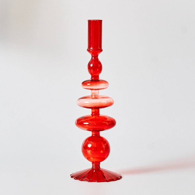 BowLift | Cherry Red Glass Stick Candle Holder & Vases
