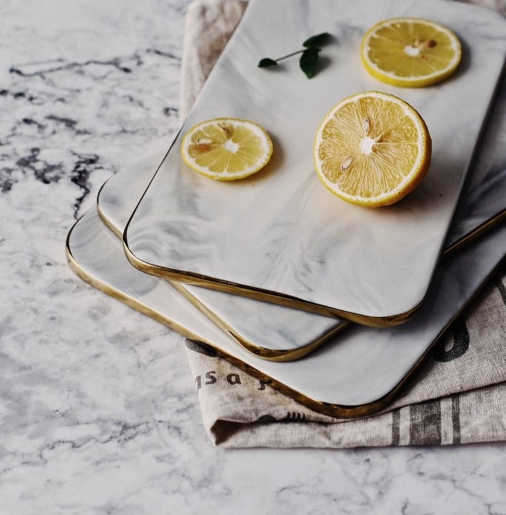 BowLift | Elegant White Marble Ceramic Cutting Board