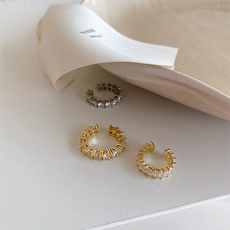 BowLift | Gold Silver Color Full CZ Crystal Ear Cuff Clip on Earrings