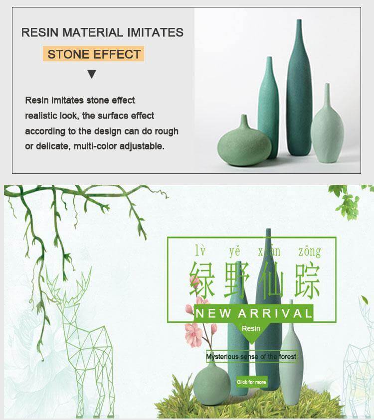 BowLift | Interior Green Resin Flower Stone Vase for Home Decoration
