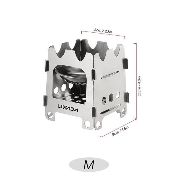 BowLift | Pocket Rocket Stove Folding Wood Camping with Alcohol Tray Stainless Steel