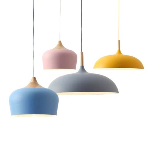 BowLift | Pendant lights made of metal and wood in delicate pastel shades