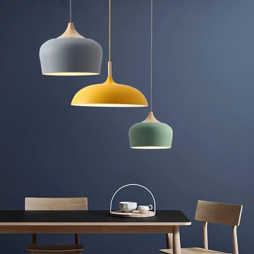 BowLift | Pendant lights made of metal and wood in delicate pastel shades