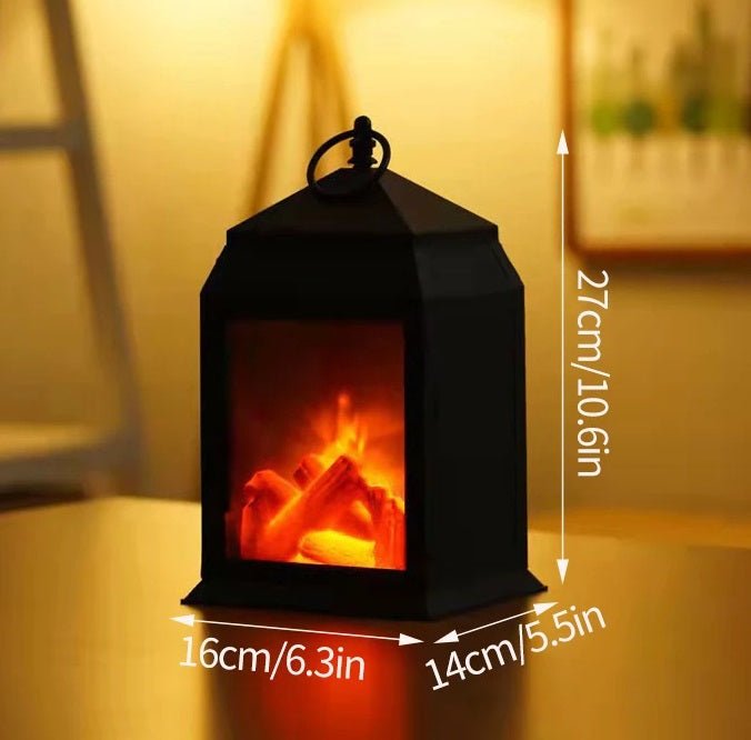 BowLift | Retro Fireplace Lantern – Flickering Flame Night Light for Christmas Charm, USB/Battery-Powered Holiday Décor