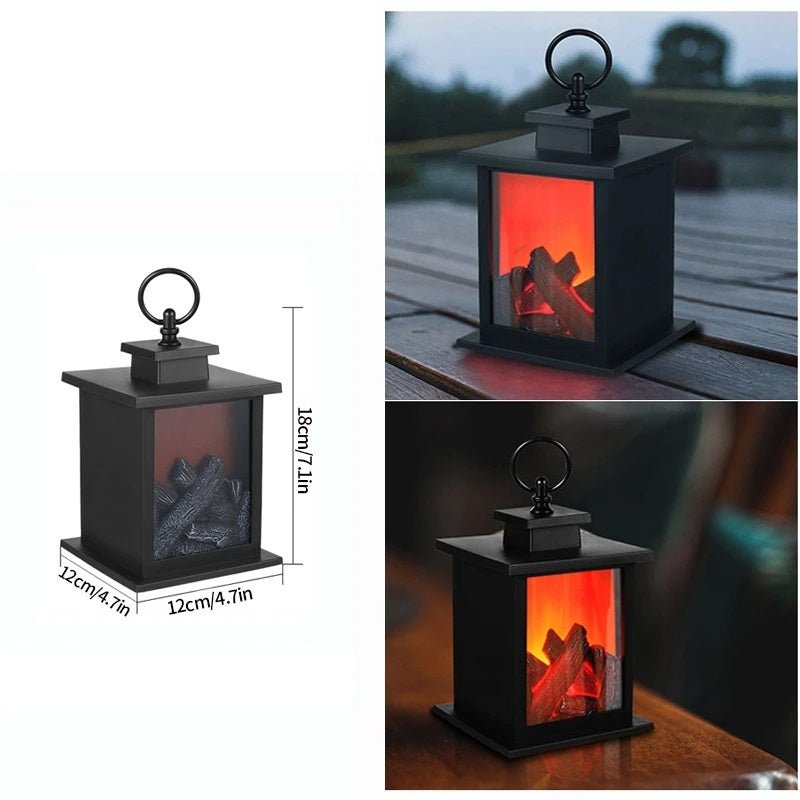 BowLift | Retro Fireplace Lantern – Flickering Flame Night Light for Christmas Charm, USB/Battery-Powered Holiday Décor