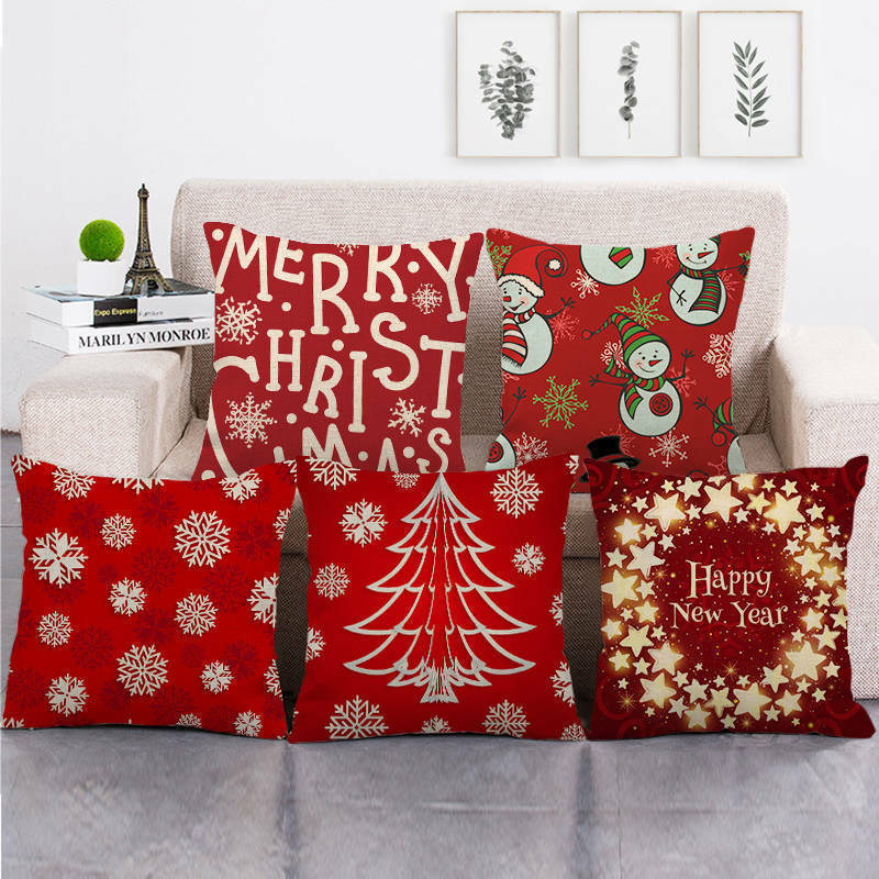 18" Cojines Merry Xmas Couch Throw Pillow Cover Case Home Sofa Decor Pillowslip Bowlift