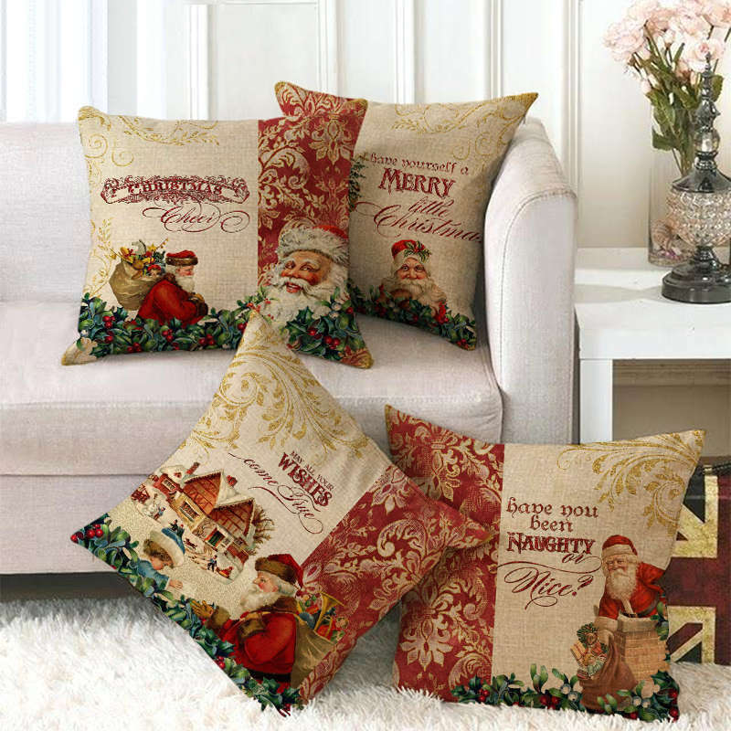 18" Cojines Merry Xmas Couch Throw Pillow Cover Case Home Sofa Decor Pillowslip Bowlift