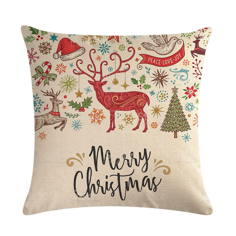 18" Cojines Merry Xmas Couch Throw Pillow Cover Case Home Sofa Decor Pillowslip Bowlift