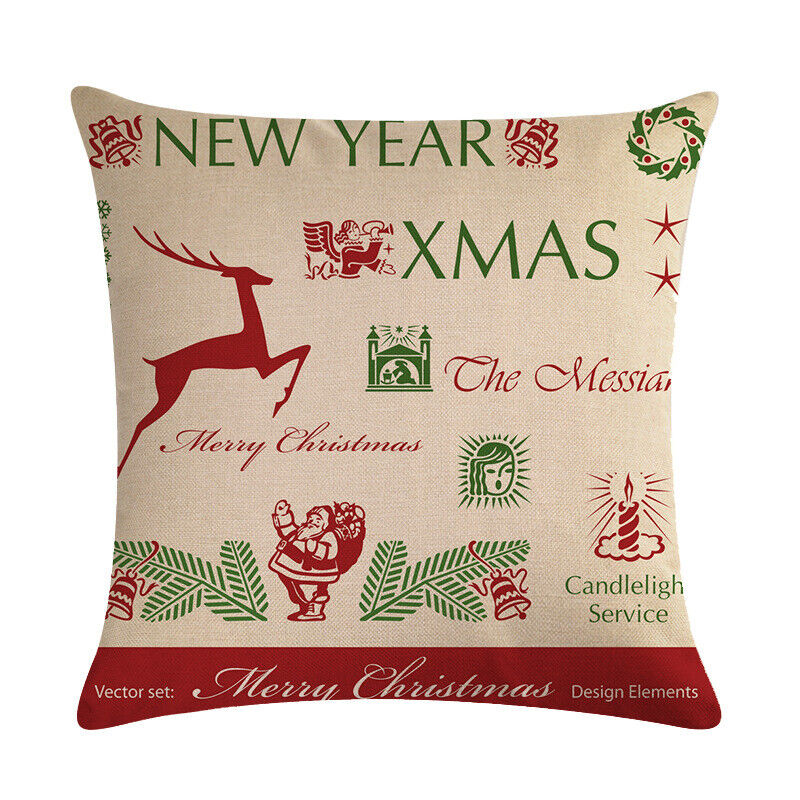18" Cojines Merry Xmas Couch Throw Pillow Cover Case Home Sofa Decor Pillowslip Bowlift
