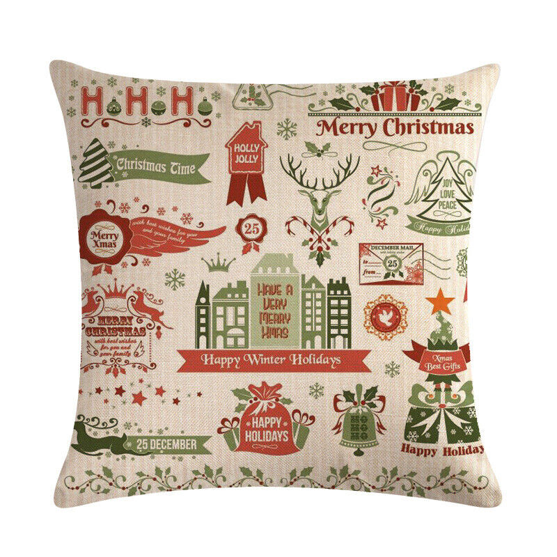 18" Cojines Merry Xmas Couch Throw Pillow Cover Case Home Sofa Decor Pillowslip Bowlift
