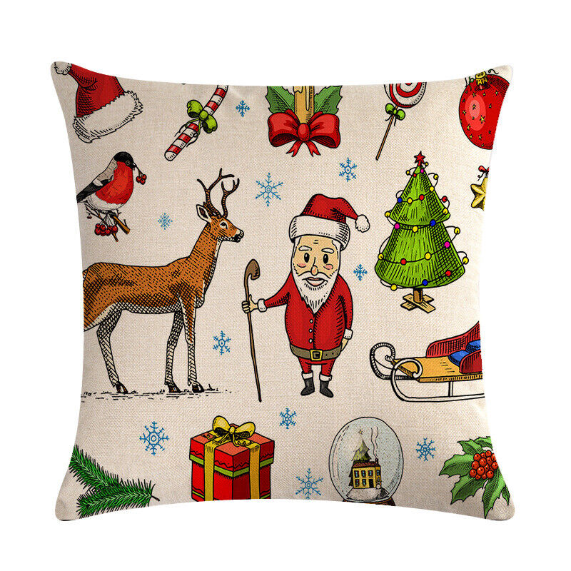 18" Cojines Merry Xmas Couch Throw Pillow Cover Case Home Sofa Decor Pillowslip Bowlift