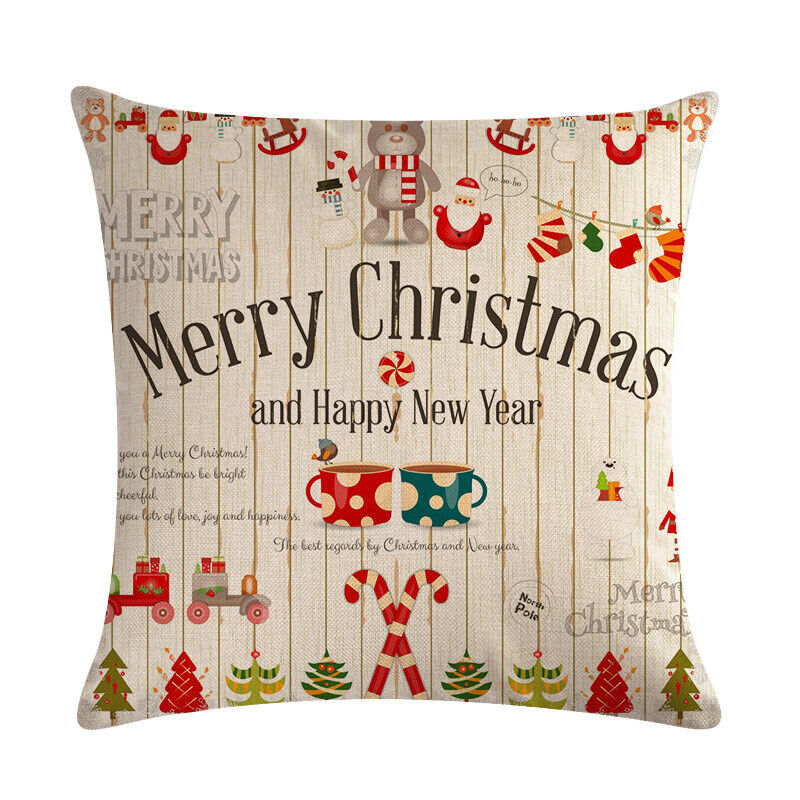 18" Cojines Merry Xmas Couch Throw Pillow Cover Case Home Sofa Decor Pillowslip Bowlift