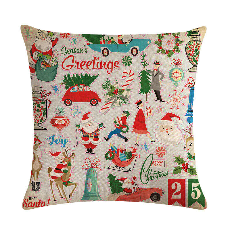 18" Cojines Merry Xmas Couch Throw Pillow Cover Case Home Sofa Decor Pillowslip Bowlift
