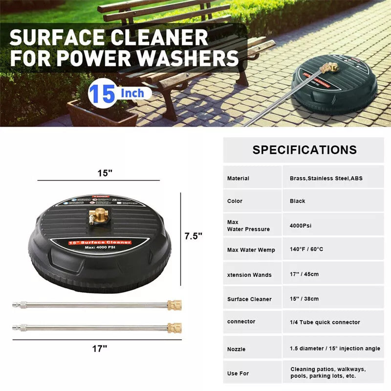 15 INCH SURFACE CLEANER PRESSURE WASHER - EASY INSTANT SETUP Bowlift