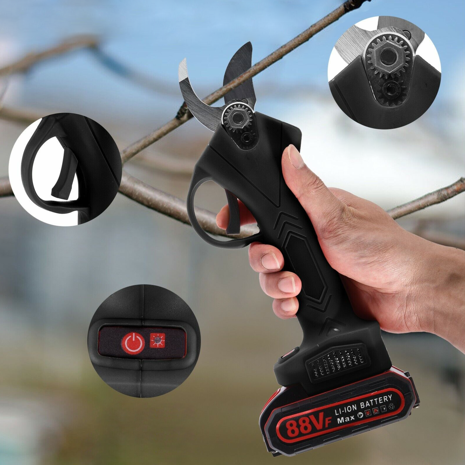BowLift | Electric Pruning Shears – 21V Cordless Garden Cutter with Precision Steel Blades