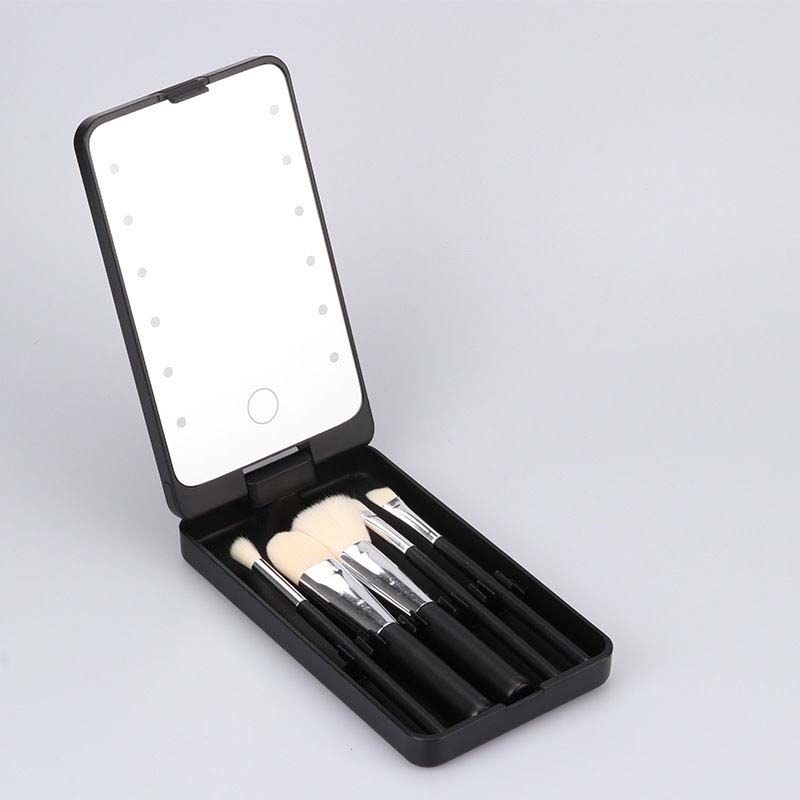 BowLift | Travel makeup brush set with LED light mirror