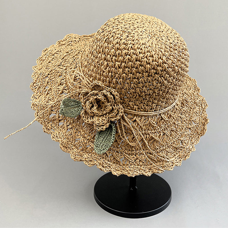 BowLift | Elegant Crochet Straw Hat with Ruffle Detail