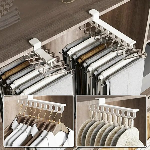 BowLift | SmartGlide Pull-Out Rack – Space-Saving Closet Organizer for Pants, Scarves, Ties – Easy Glide System – Stylish and Modern Design