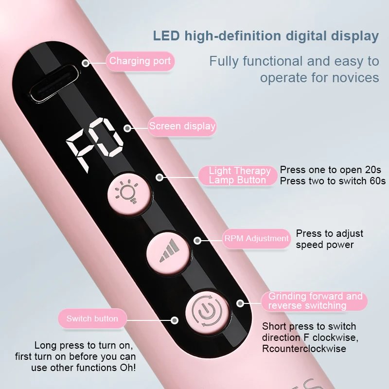 BowLift | 2 IN 1 GRINDING AND MANICURE TOOL WITH LED LIGHT