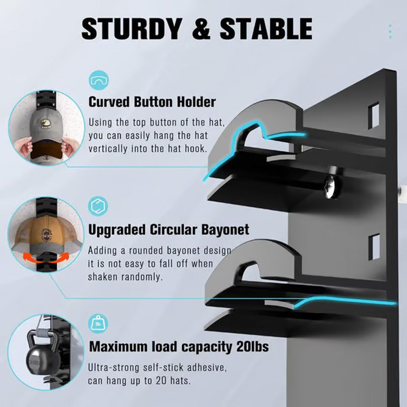 BowLift | Hat holder in multiple layers for baseball caps with 2 mounting options