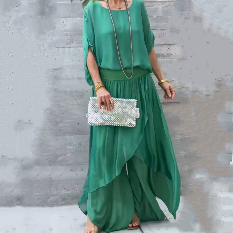 BowLift | 2-piece chiffon set with loose top and pants with wide split