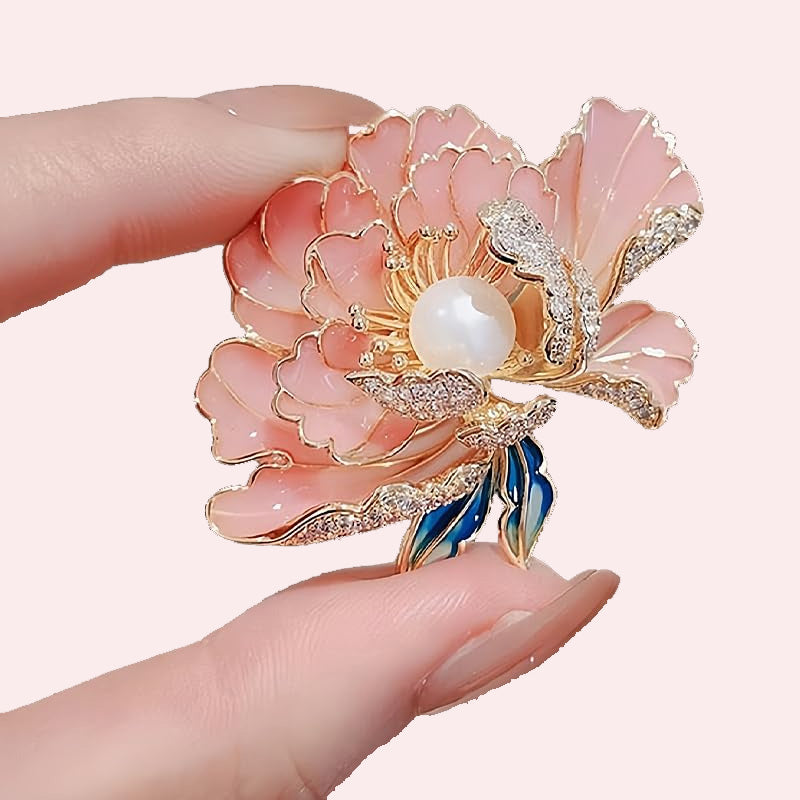 BowLift | Elegant enameled peony brooch for women