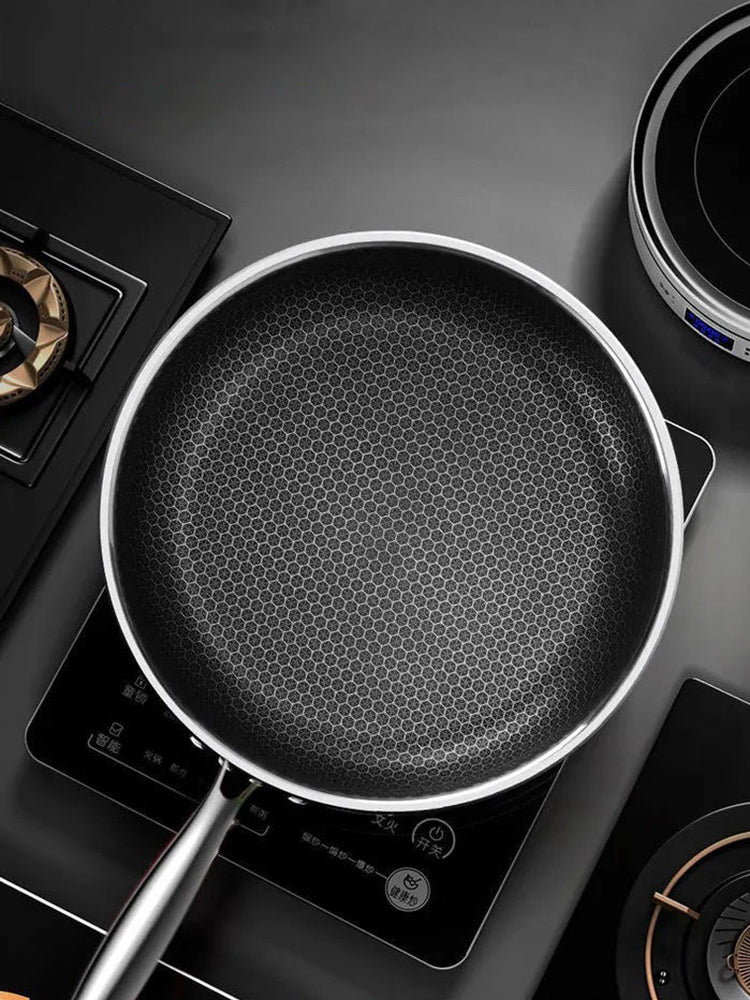BowLift | FERROFLAME – Stainless Steel Frying Pan with Honeycomb Heat Distribution