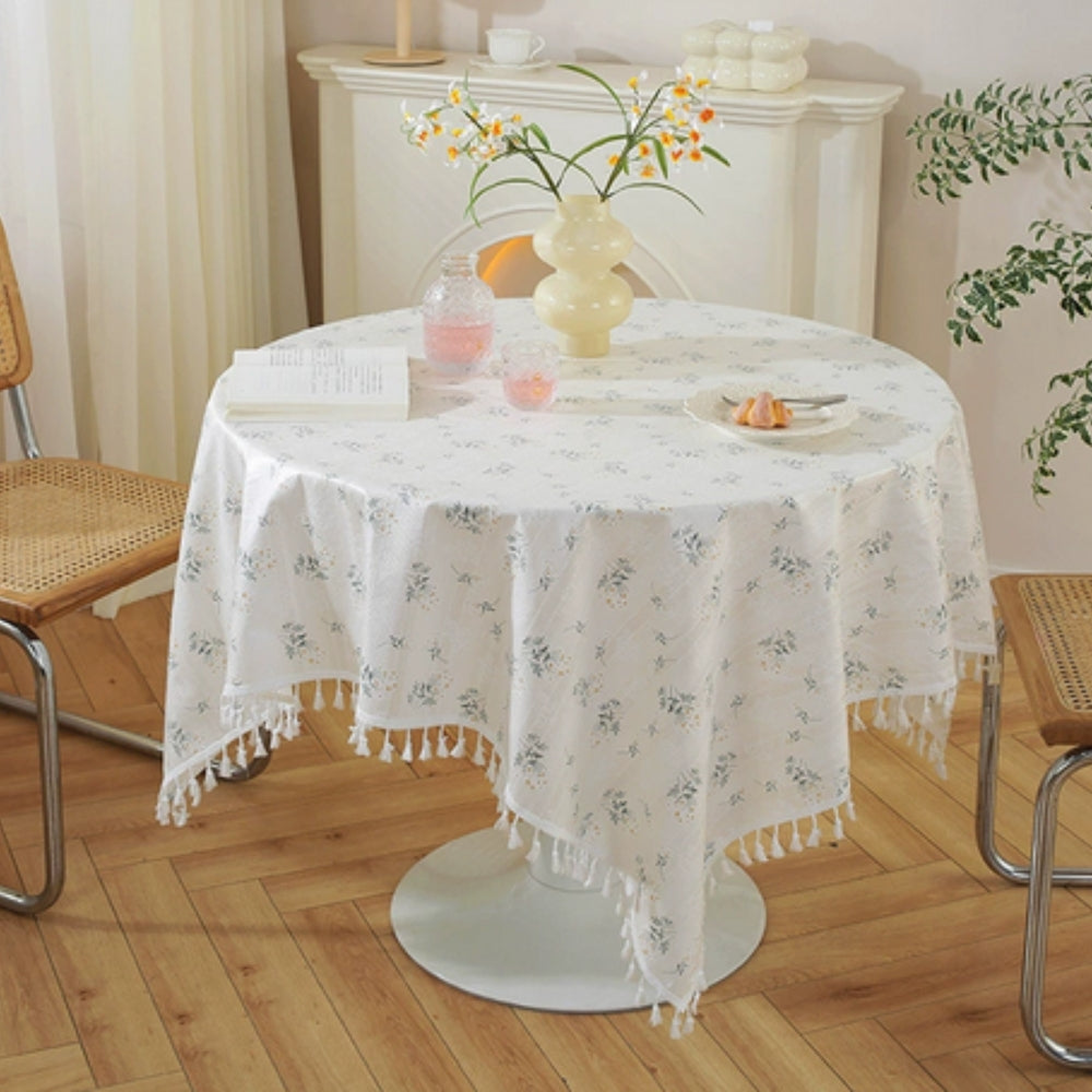 BowLift | Golden Tassel Floral Round Table Cloth
