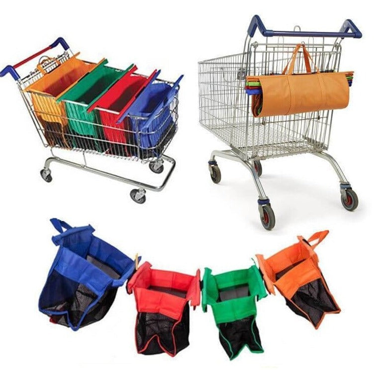 BowLift | EcoSmart Shopping Cart Trolley Bags (Set of 4) | Reusable Grocery Organiser System