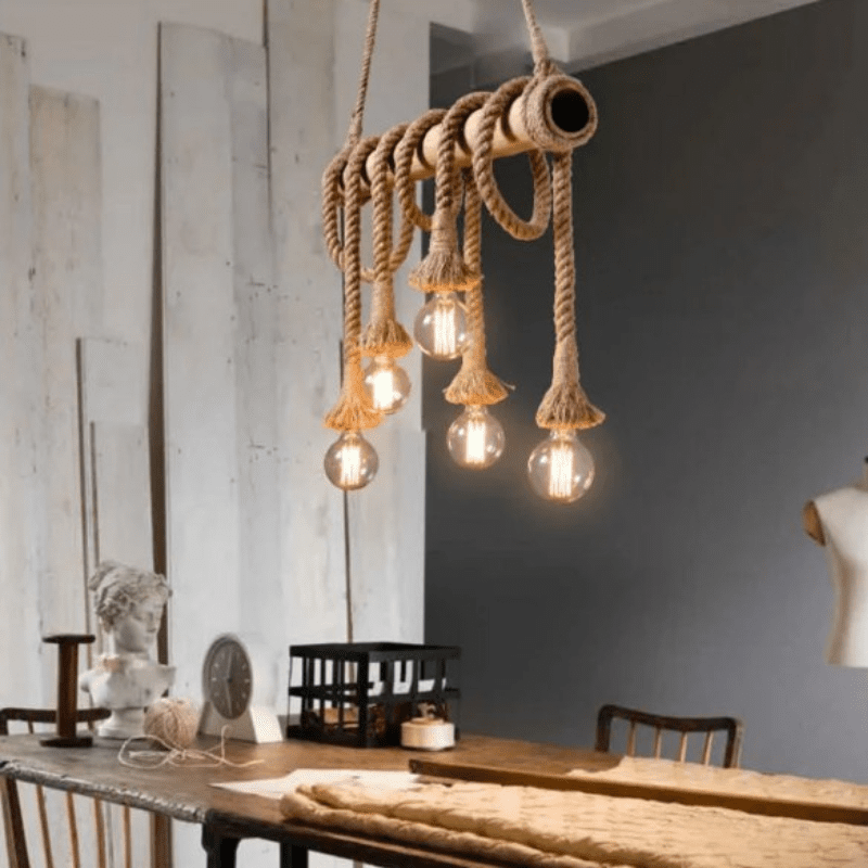 BowLift | Vintage Hemp Rope Pendant Light