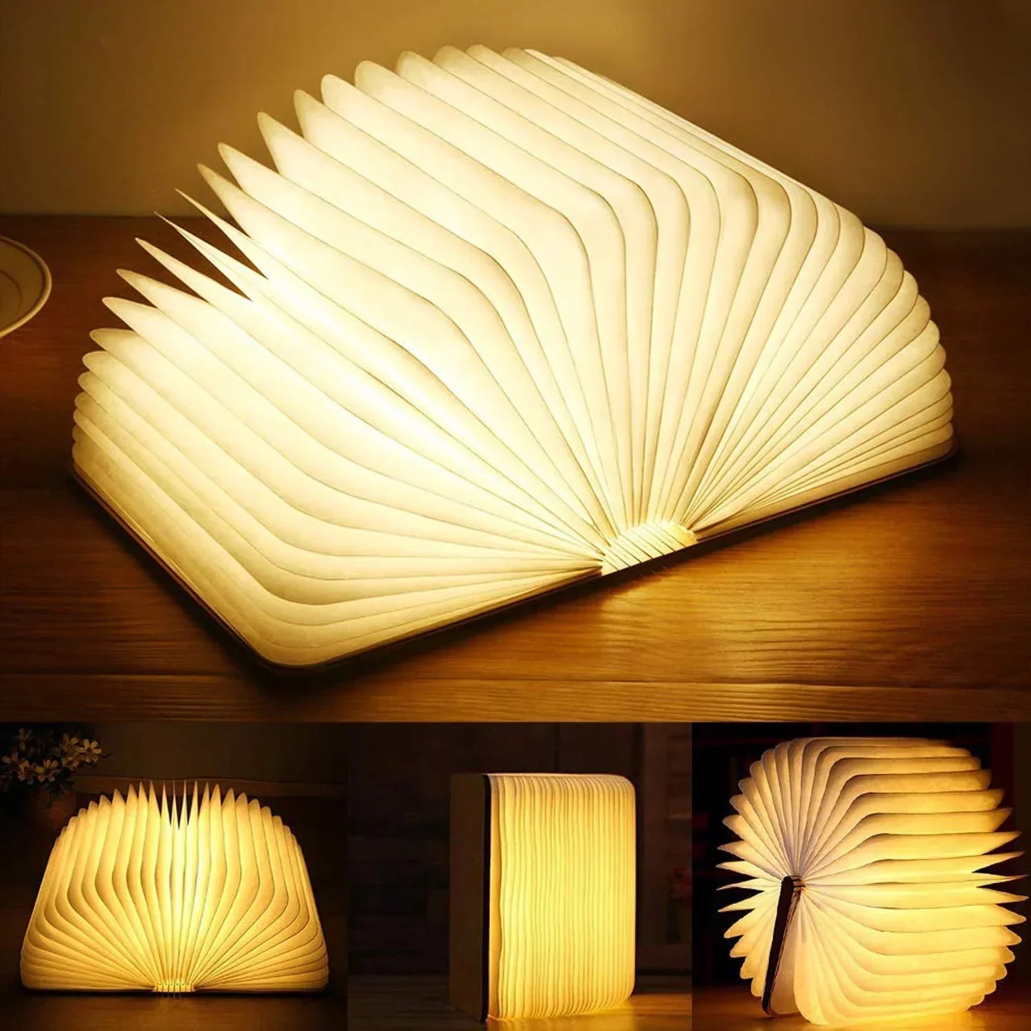 BowLift | Table Lamp LED Foldable Book Light Wood