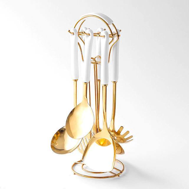 BowLift | Golden Kitchen Utensils with Stand