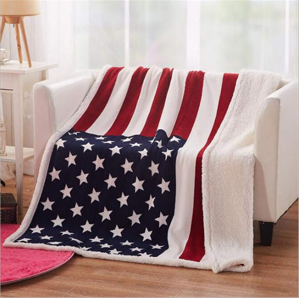 BowLift | Flannel-Sherpa Blanket with American Flag