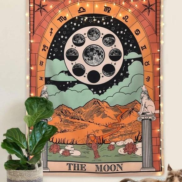 BowLift | "The Moon" Tarot Colored Tapestry