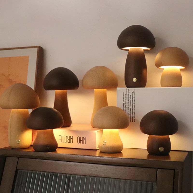BowLift | Wooden Mushroom LED Night Light - GlowShroom