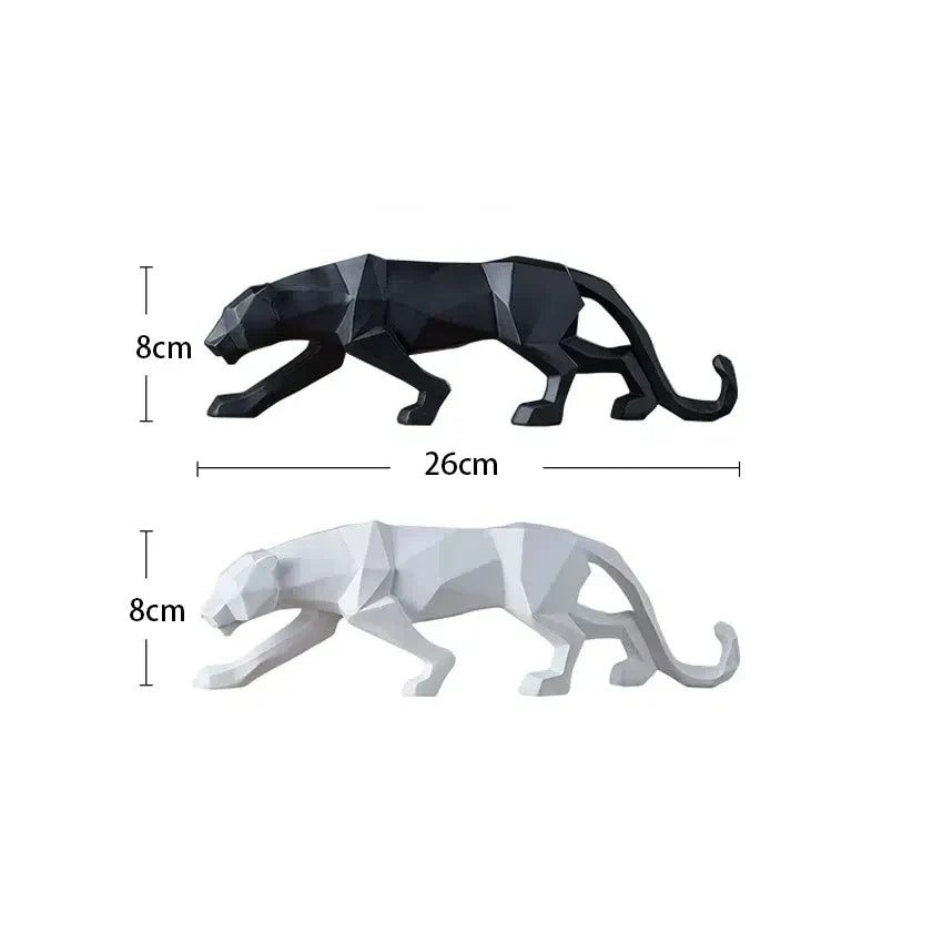 PantherSculpt – Sleek Black-White Panther Statues Bowlift