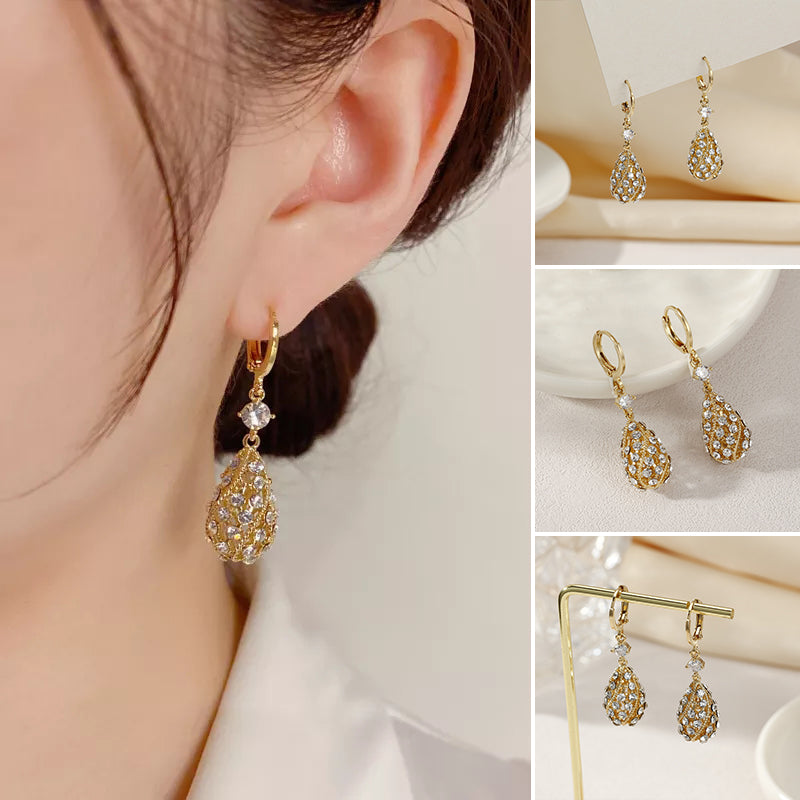 Fashionable Diamond Water Drop Earrings Bowlift