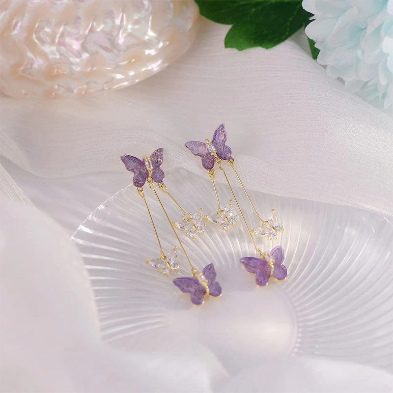 BowLift | Crystal Butterfly Tassel Earrings