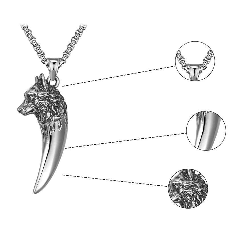 BowLift | Wolf's Head Necklace made of Titanium Steel