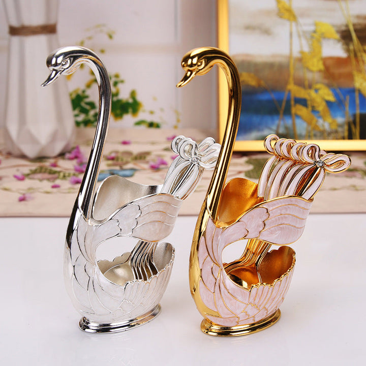 Home Decoration Swan Dessert Spoon/Fork Tableware Set | Bowlift