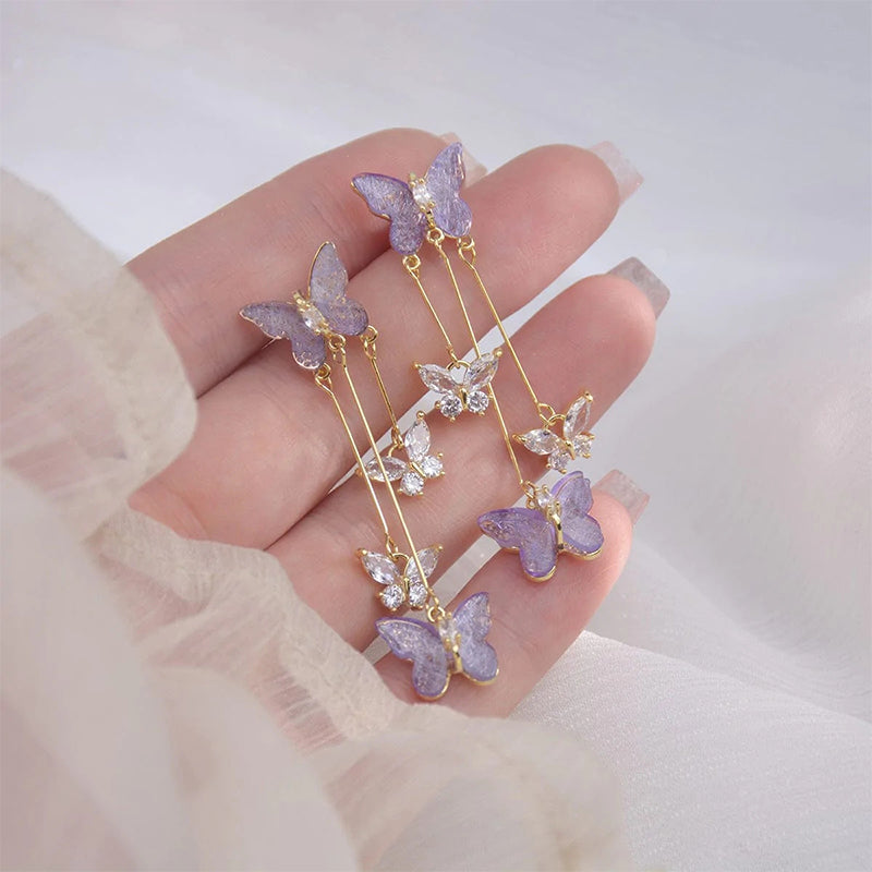 BowLift | Crystal Butterfly Tassel Earrings