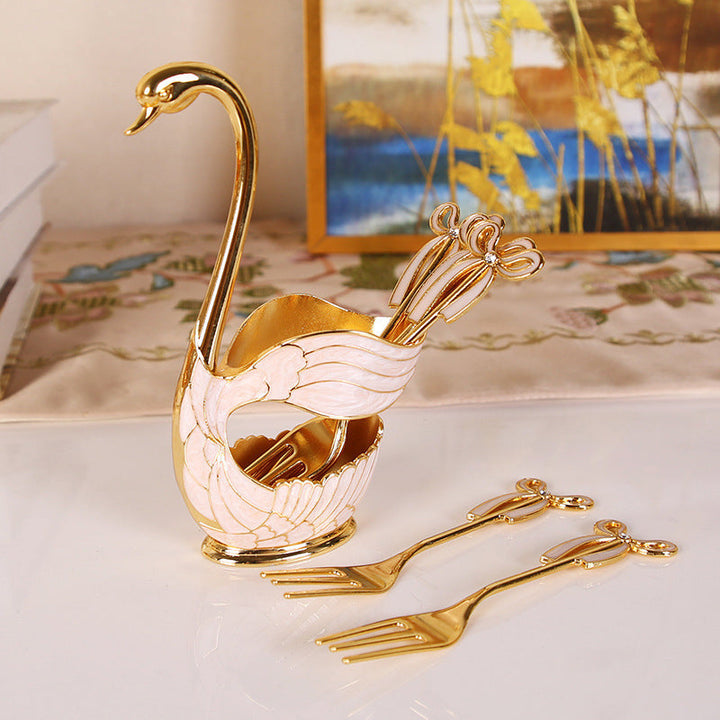 Home Decoration Swan Dessert Spoon/Fork Tableware Set | Bowlift