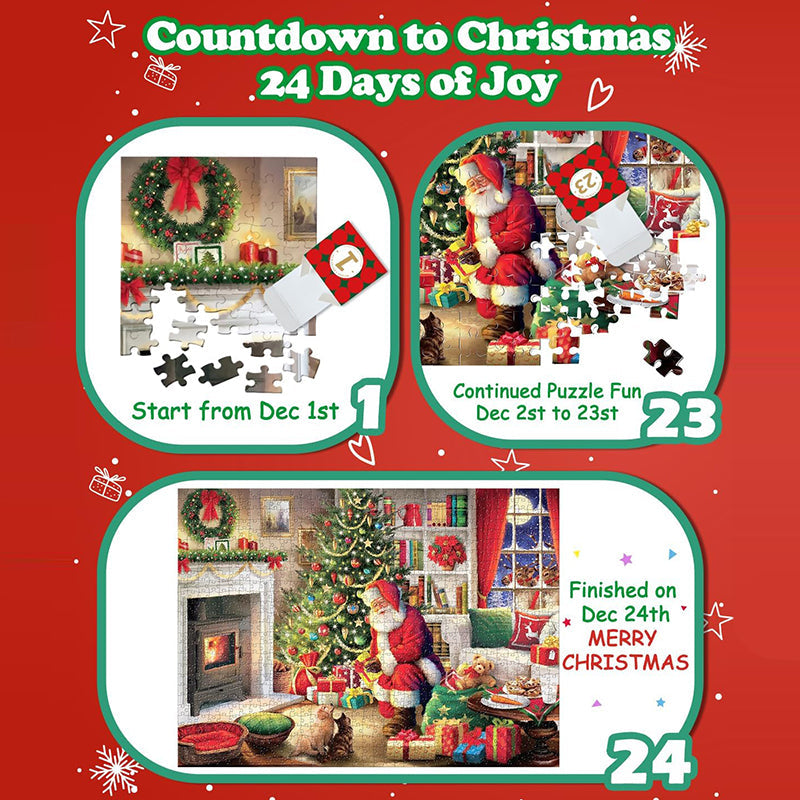 BowLift | 1000PCS Christmas Jigsaw Puzzles Advent Calendar  - Christmas Gift