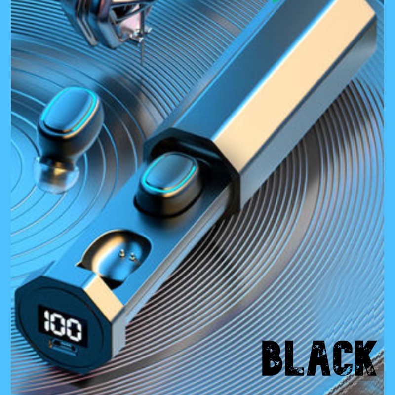 BowLift | Wireless Earphone with Bluetooth 5.0, IPX7 Waterproof, Touch Control, Pull-out Charging Case & LED Battery Display, for Sports, Home & Office