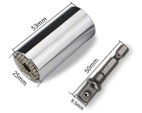 BowLift | Universal Socket Wrench, with Adjusting Adapter, Grip 7mm-19mm, for Screws, Nuts, Blots & More